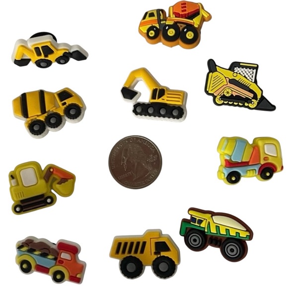 Shoe Charms for Clogs or Crocs 10 Pieces Construction Trucks Vehicles NWOT - Picture 3 of 6